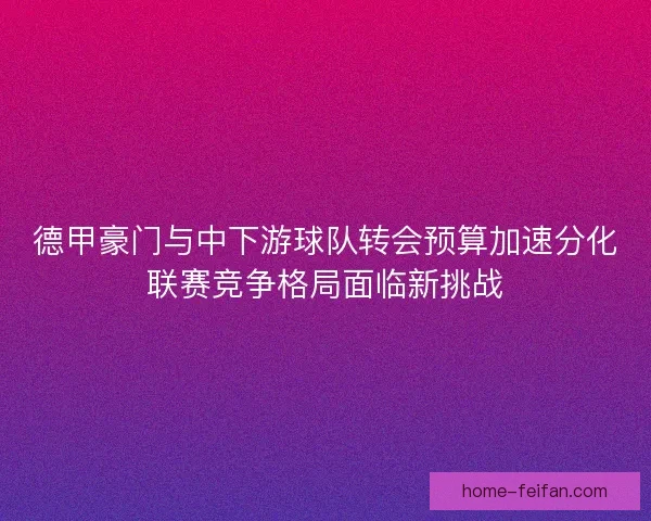 德甲豪门与中下游球队转会预算加速分化联赛竞争格局面临新挑战