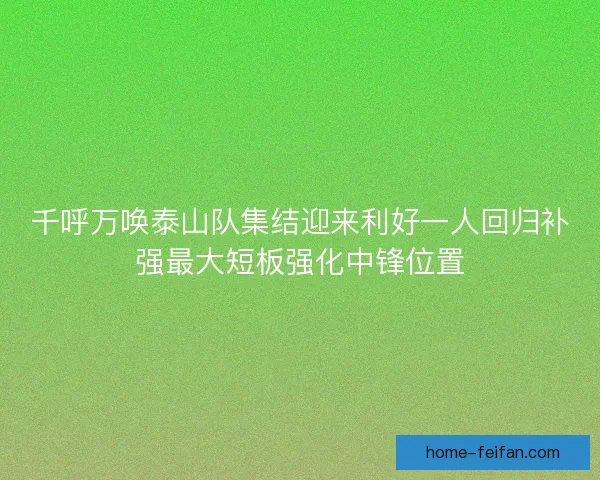 千呼万唤泰山队集结迎来利好一人回归补强最大短板强化中锋位置 千呼万唤泰山队集结迎来利好一人回归补强最大短板强化中锋位置